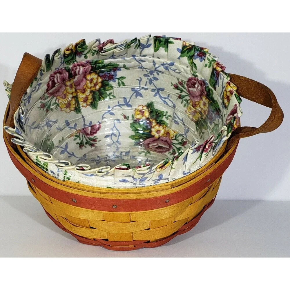 *SIGNED* Longaberger 1995 MOTHERS DAY BASKET OF LOVE #18805 COMBO: Liner, Prtctr
